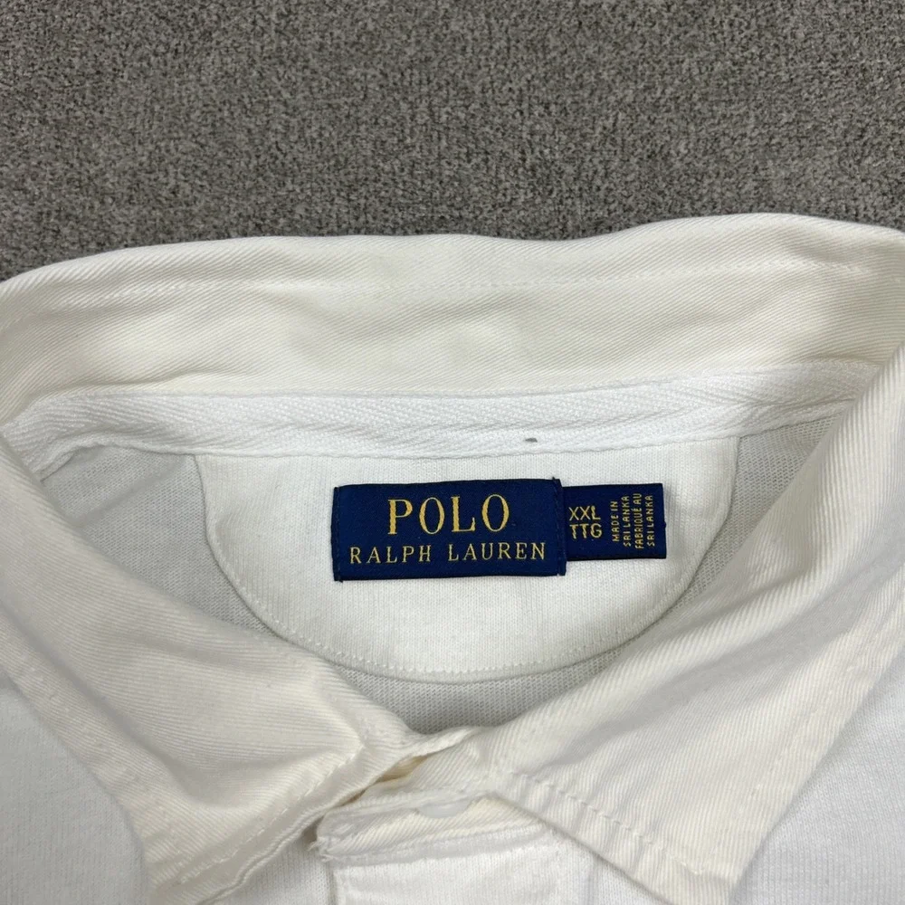 Polo Ralph Lauren Rugby Shirt Mens 2XL Solid White Short Sleeve Pony Logo